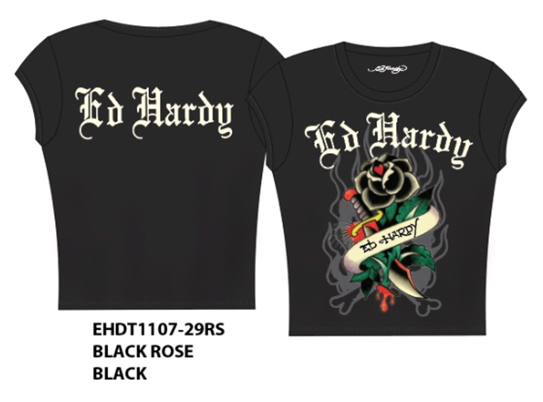 BLACK ROSE CAP SLEEVE TEE