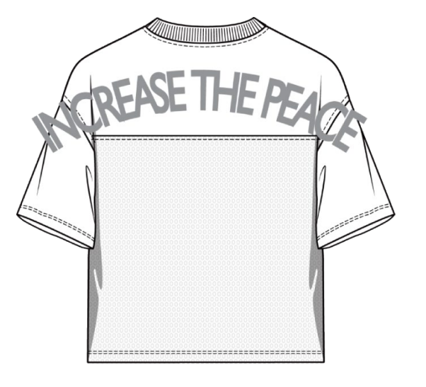 PEACE CROPPED MESH JERSEY WITH EMBROIDERY DETAILS
