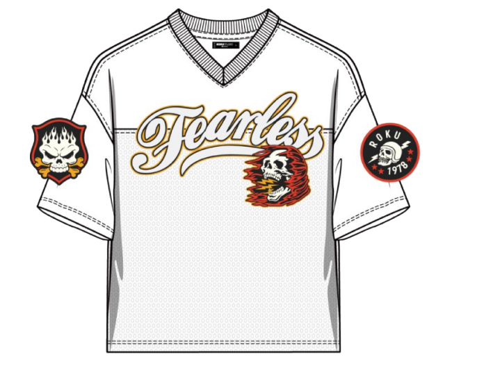 FEARLESS CROPPED MESH JERSEY WITH EMBROIDERY DETAILS