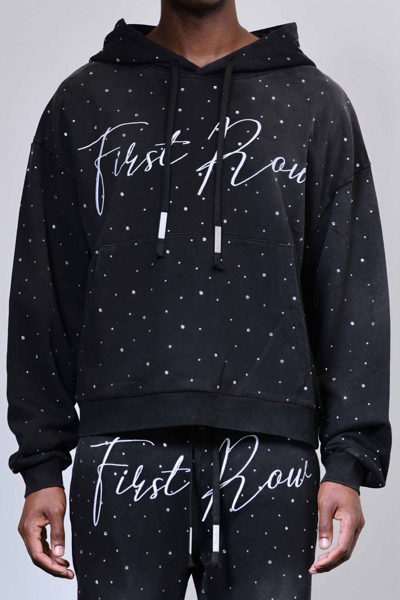 ALLOVER RHINE STONE PULLOVER HOODIE