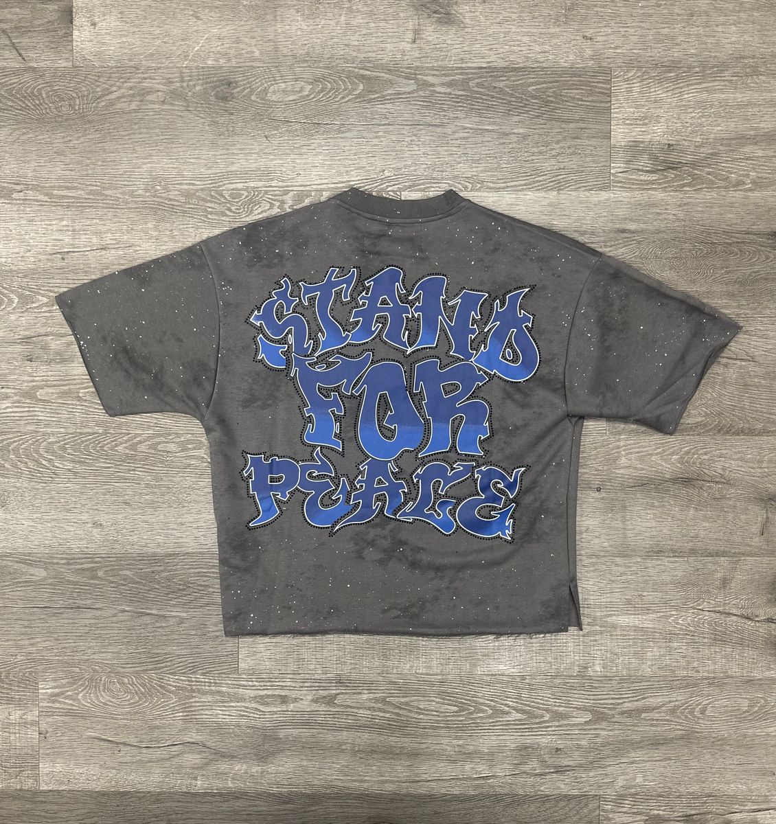 "STAND 4 PEACE" F-TERRY CROPPED T-SHIRT