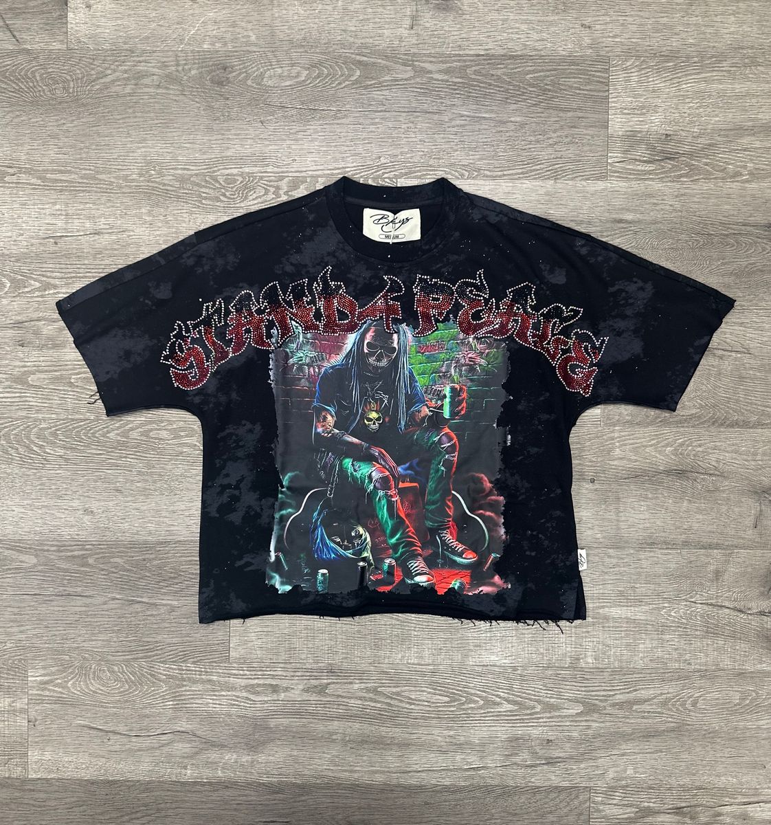 "STAND 4 PEACE" F-TERRY CROPPED T-SHIRT