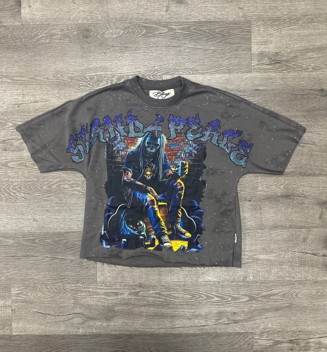 "STAND 4 PEACE" F-TERRY CROPPED T-SHIRT