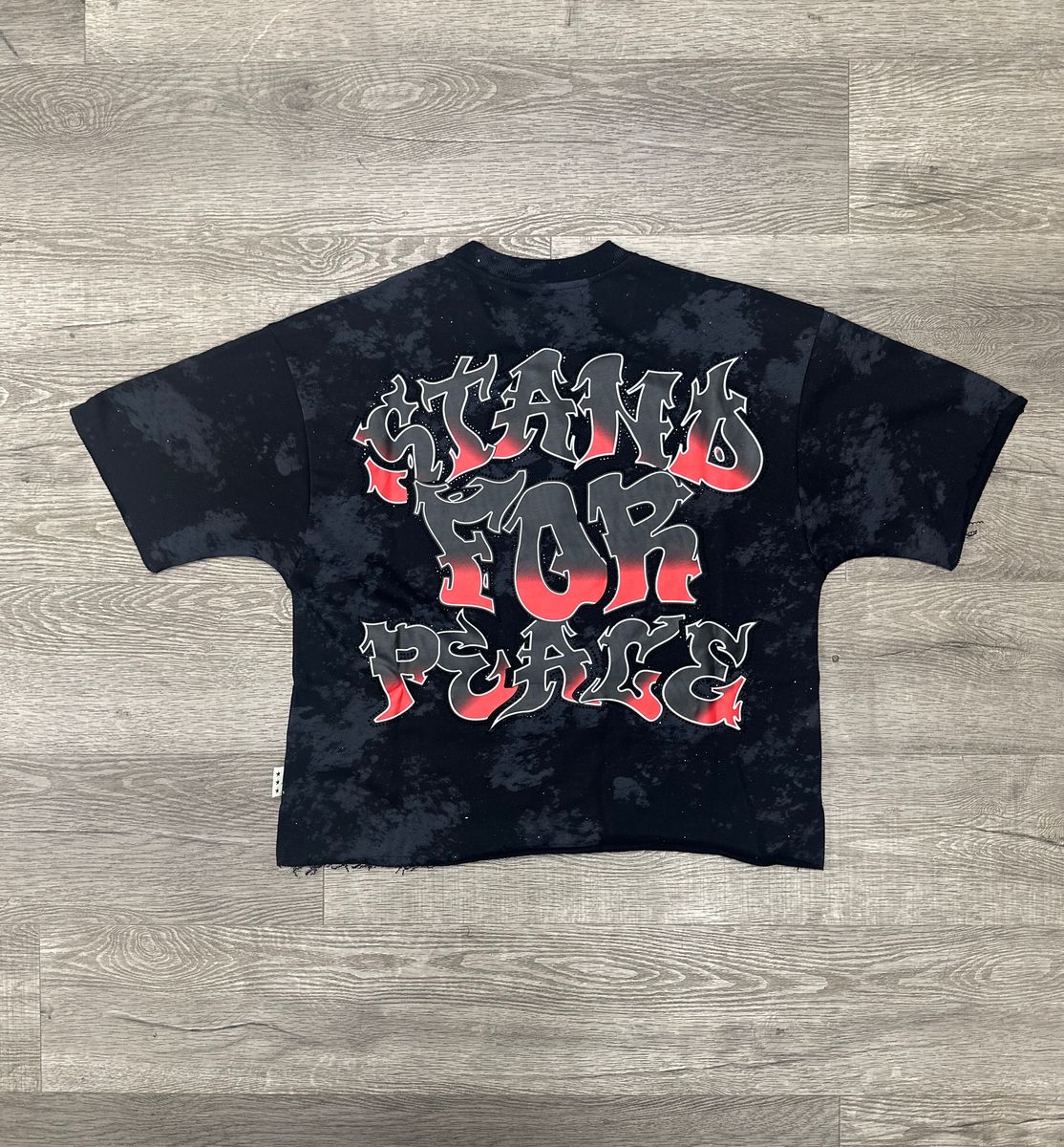 "STAND 4 PEACE" F-TERRY CROPPED T-SHIRT