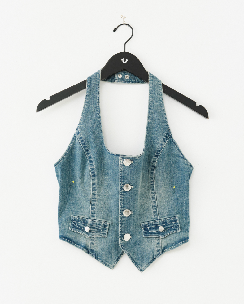 SCOOP NECK DENIM VEST CORSET