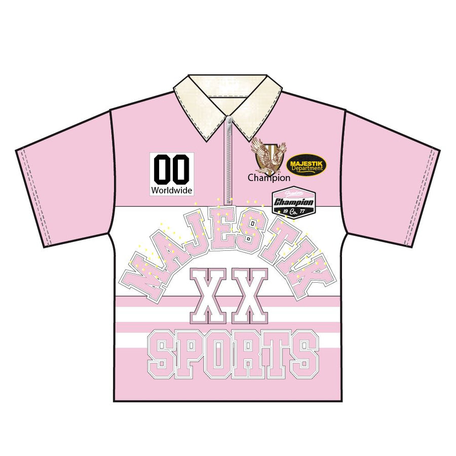PIQUÉ CUT & SEWPOLO ZIP W FRONT RHINESTONE