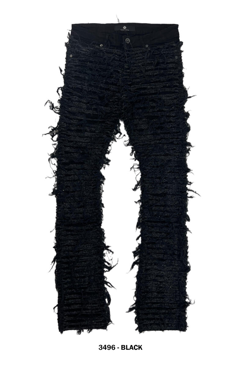 HEAVY SHREDDED STACKED DENIM