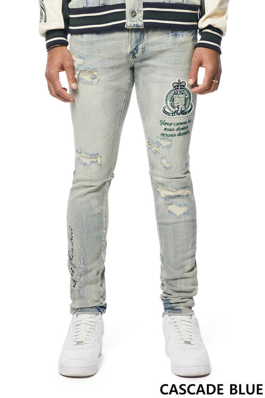 PREPPY CREST EMB JEANS