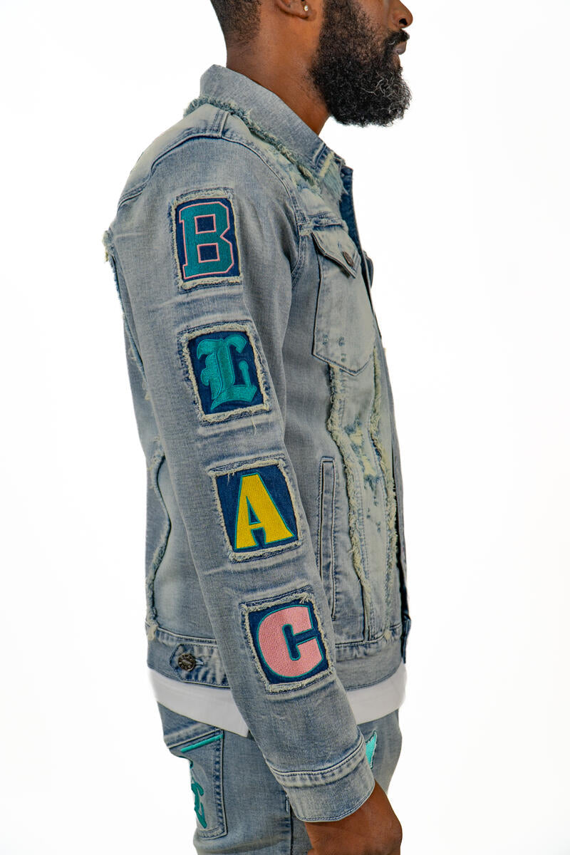 BLAC LEAF GROWTH PATCHWORK DENIM JACKET