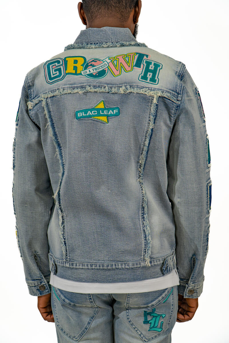 BLAC LEAF GROWTH PATCHWORK DENIM JACKET