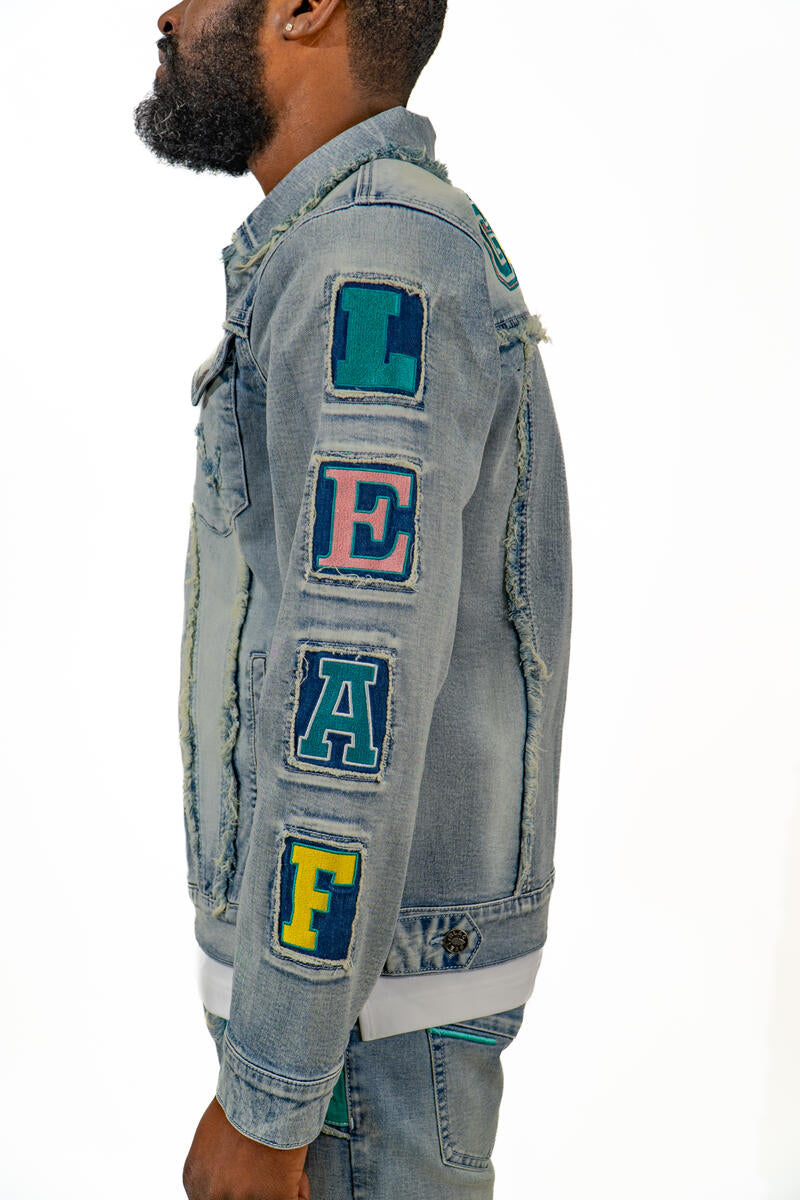 BLAC LEAF GROWTH PATCHWORK DENIM JACKET