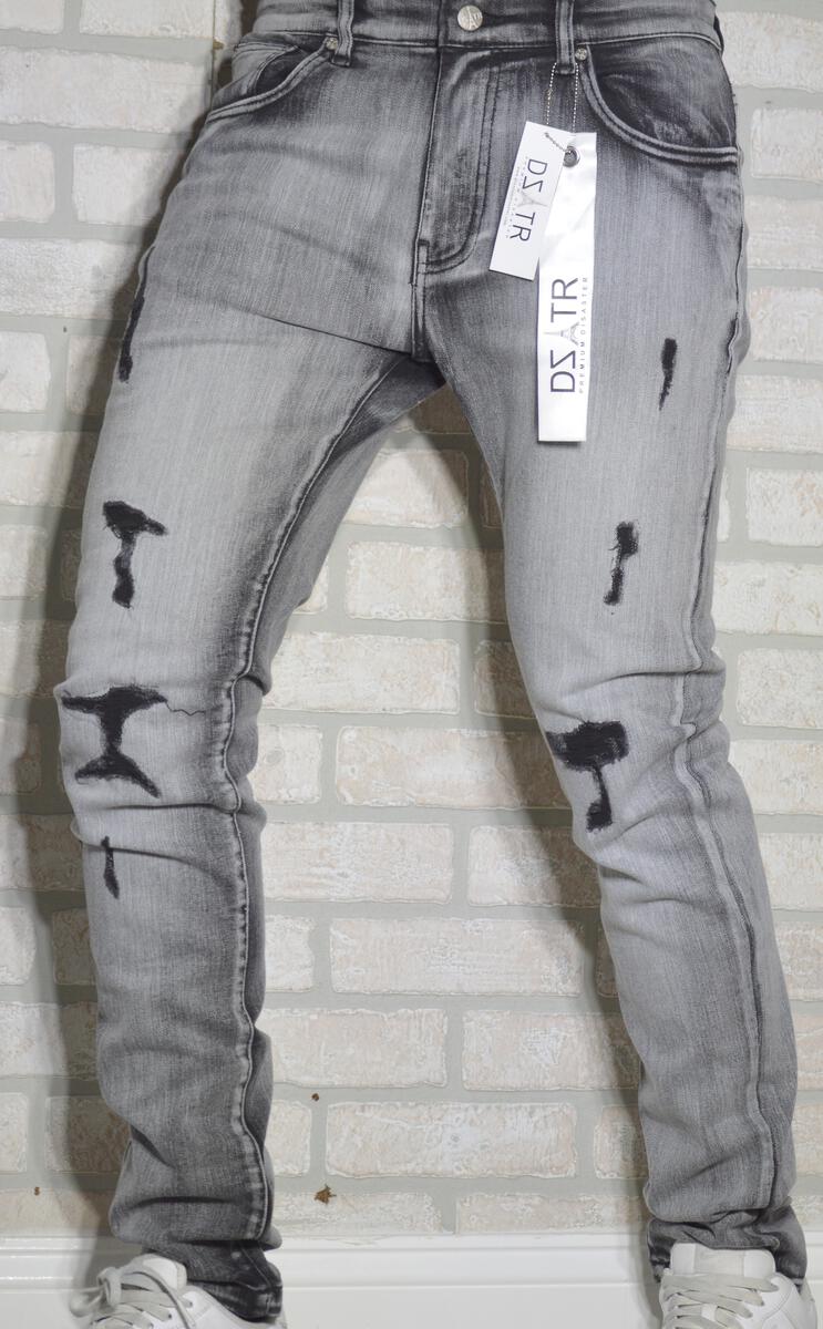 SUPER STRETCH DENIM - SLIM FIT - BLACK RIP