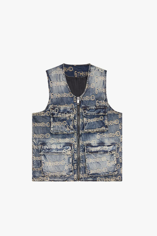 "SIGNATURE" DENIM JACQUARD VEST