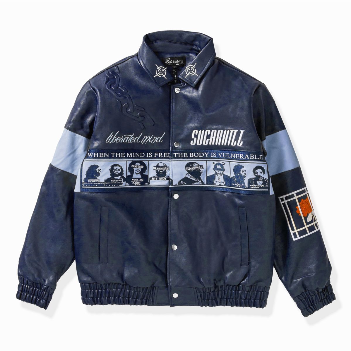 "LIBERATION" LEATHER JACKET (NAVY BLUE)