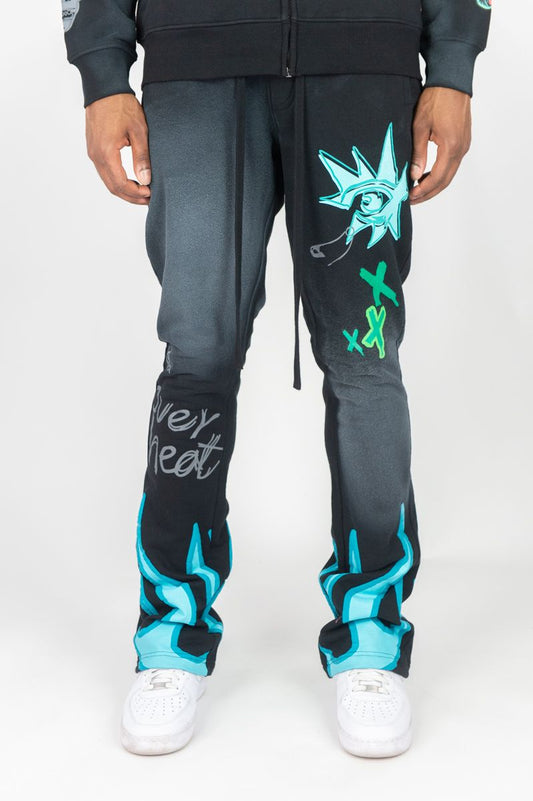 HEATED WASHED FLEECE STACKED SWEATPANTS