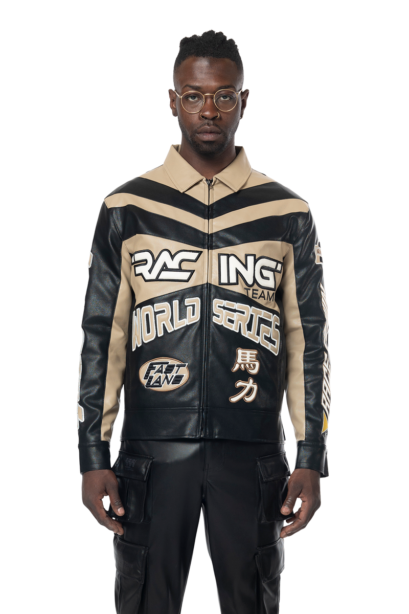 VEGAN LEATHER RACING JACKET