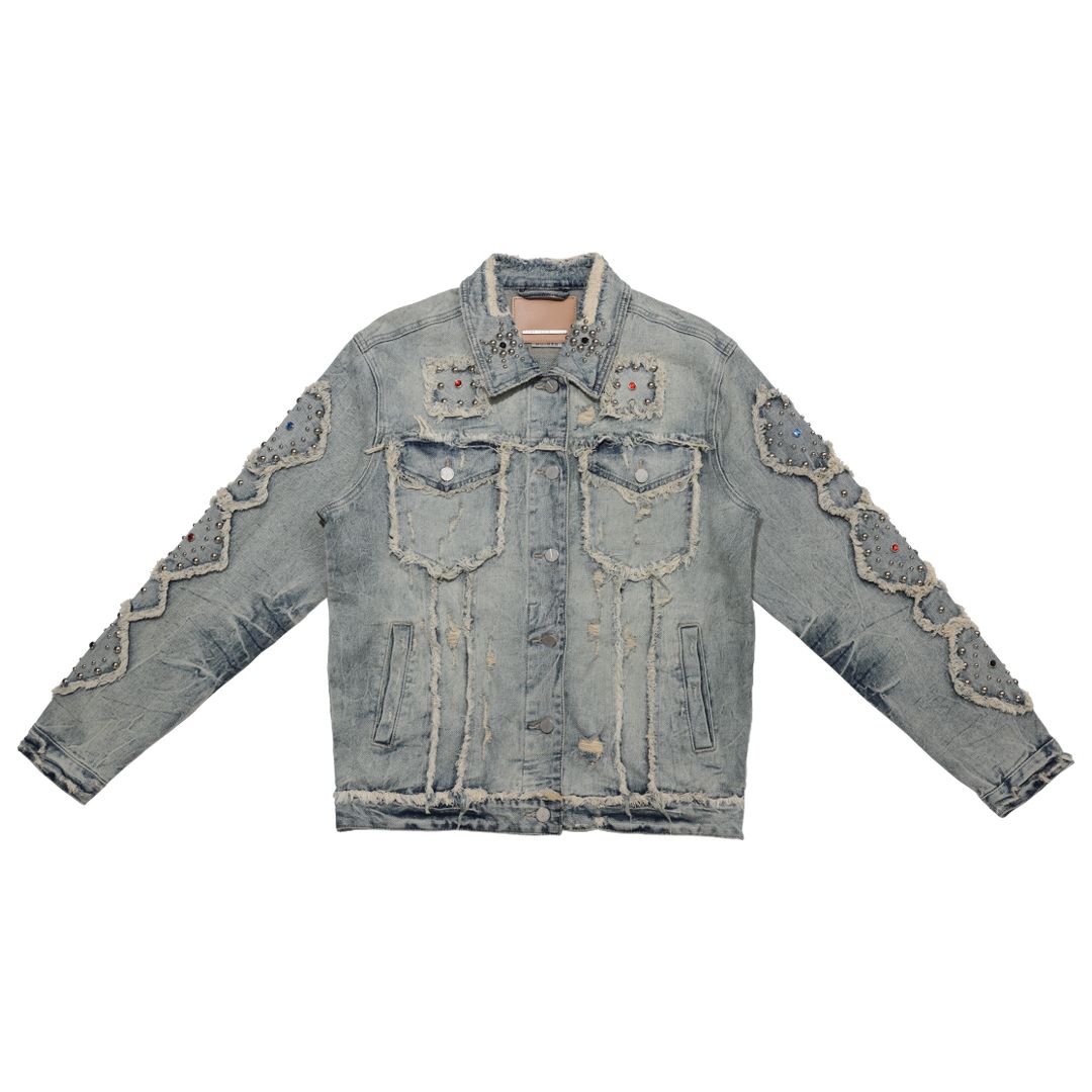 MIDNIGHT RODEO EMBLISHEMENT DENIM TRUKER JACKET