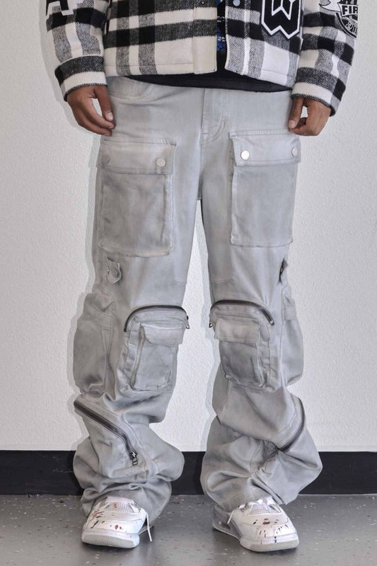 Y2K UTILITY CARGO DENIM PANTS