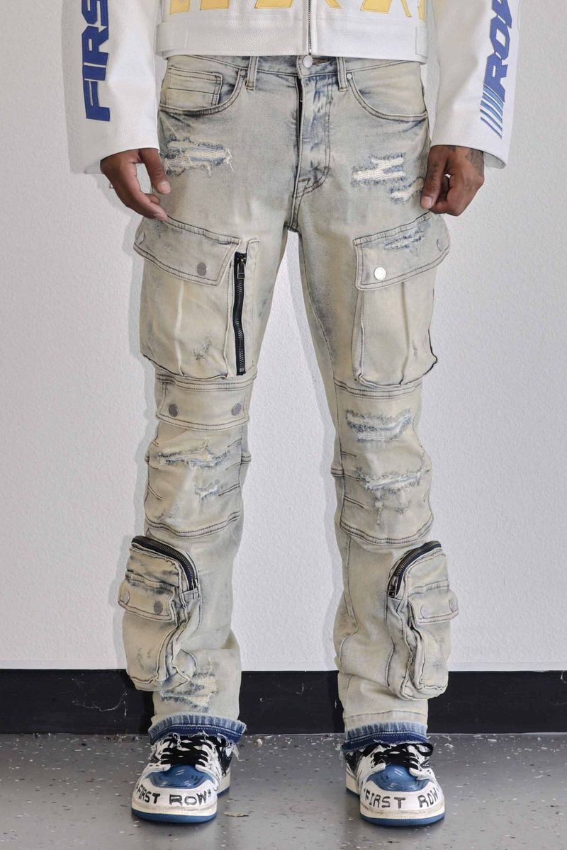 UTILITY CARGO SHARP DENIM PANTS