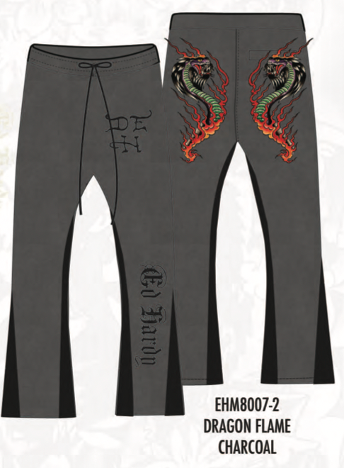 DRAGON FLAME FLEECE STACKED SWEATPANT