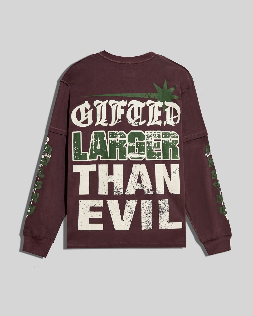 LARGER THAN EVIL PURPLE TEE