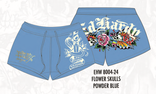 FLOWER SKULLS FLEECE SHORT