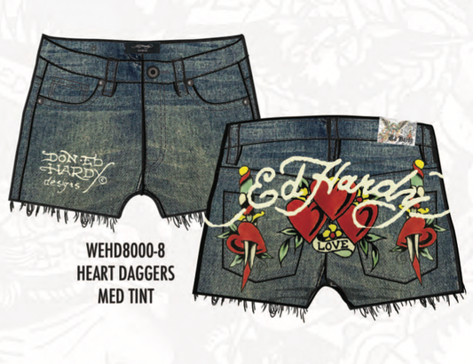 HEART DAGGERS DENIM SHORT