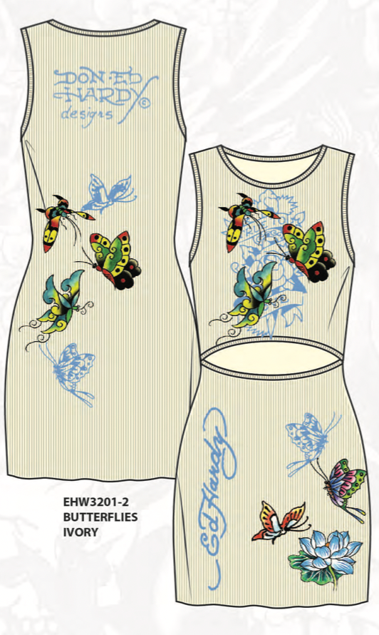BUTTERFLIES CUT OUT RIB DRESS