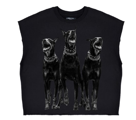 DEAD END RHINESTONES CROPPED CUT OFF SLEEVE TEE