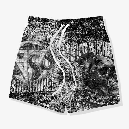"SKID" POLY SHORTS (BLACK/WHITE)