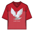 PEACE CROPPED MESH JERSEY WITH EMBROIDERY DETAILS
