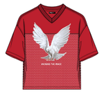 PEACE CROPPED MESH JERSEY WITH EMBROIDERY DETAILS