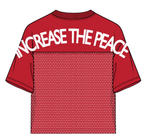 PEACE CROPPED MESH JERSEY WITH EMBROIDERY DETAILS