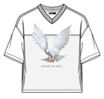 PEACE CROPPED MESH JERSEY WITH EMBROIDERY DETAILS