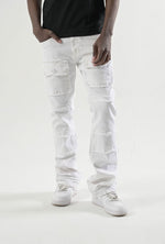 S3020P, STRETCH STACK PANTS WITH FRAYED POCKETS