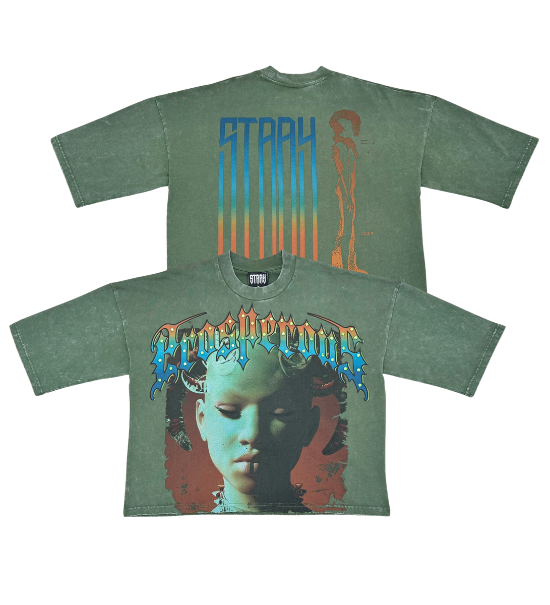 Stray wide & crop fit w/ 3/4 sleeve tshirt