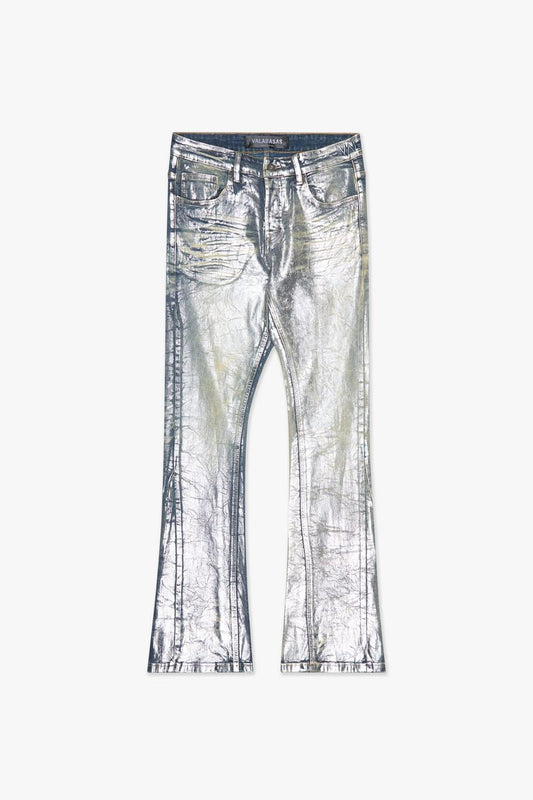 "FAX" WAXED STACKED DENIM