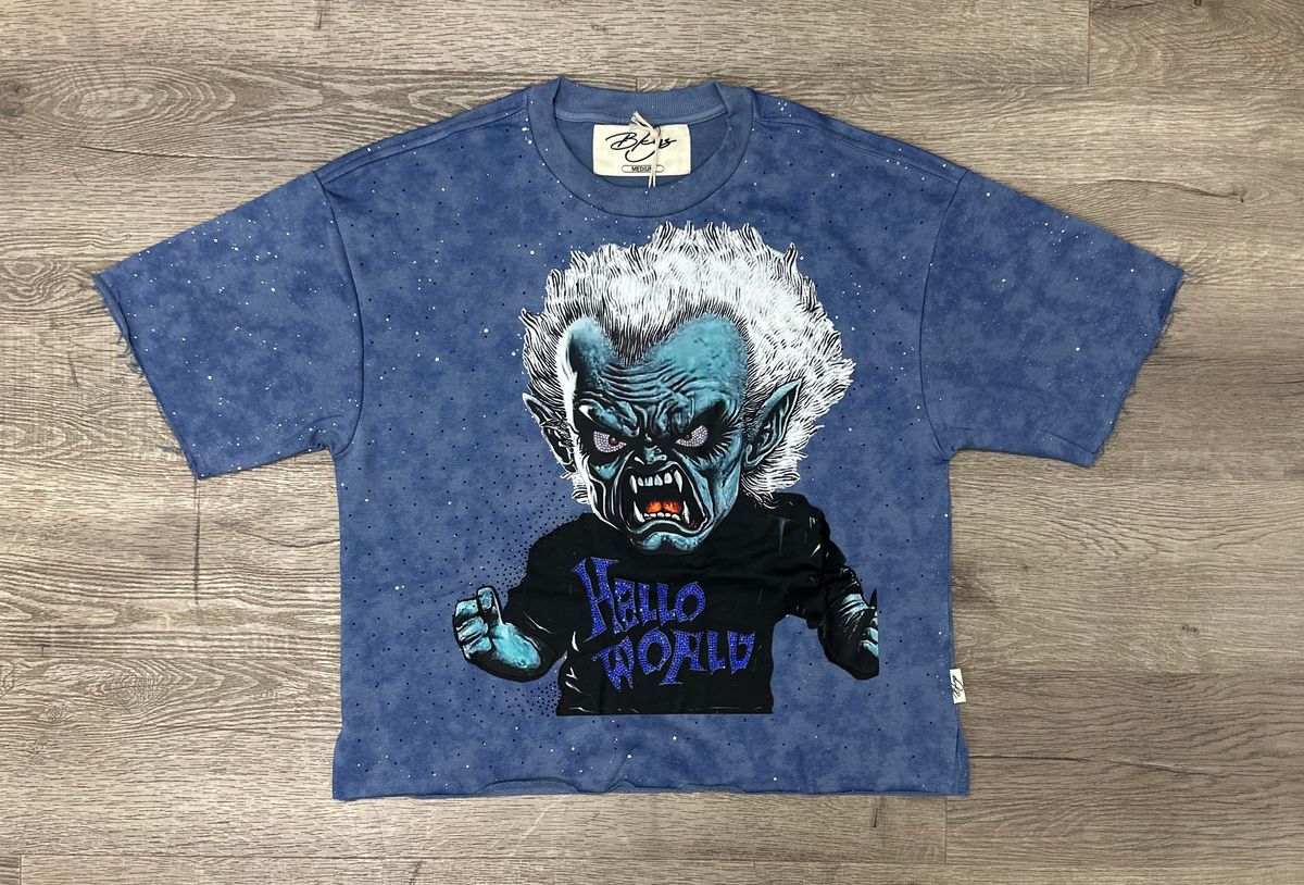 "HELLO WORLD" F-TERRY CROPPED TEE