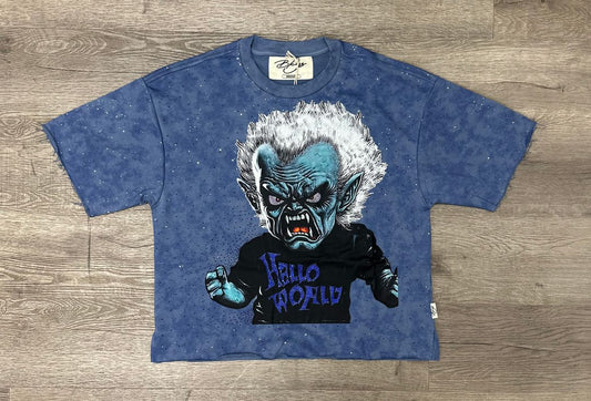 "HELLO WORLD" F-TERRY CROPPED TEE