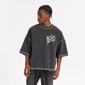 WAFFLE KNIT BOX TEE (WASHED BLACK)