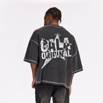 WAFFLE KNIT BOX TEE (WASHED BLACK)
