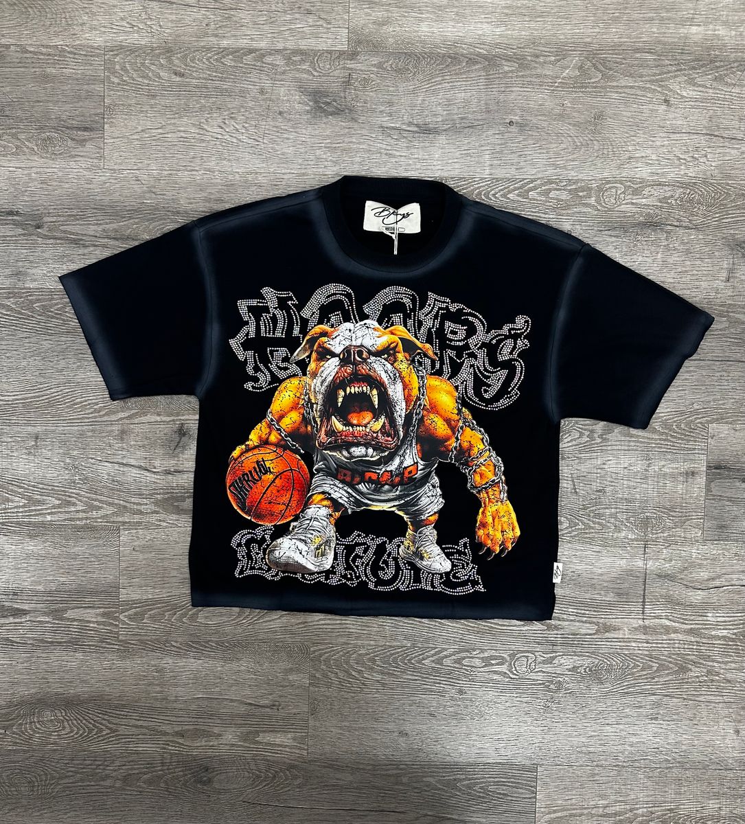 " THE WORLD IS MINE" F-TERRY CROPPED T-SHIRT