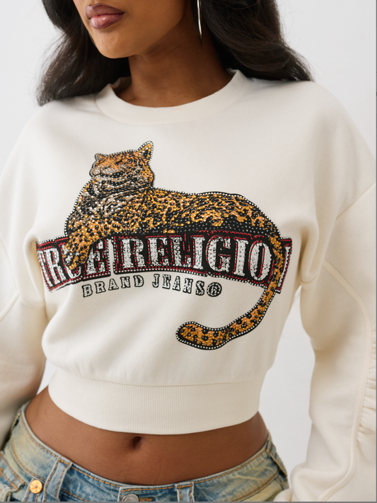 CRYSTL LEOPARD RUCHED SLVS
