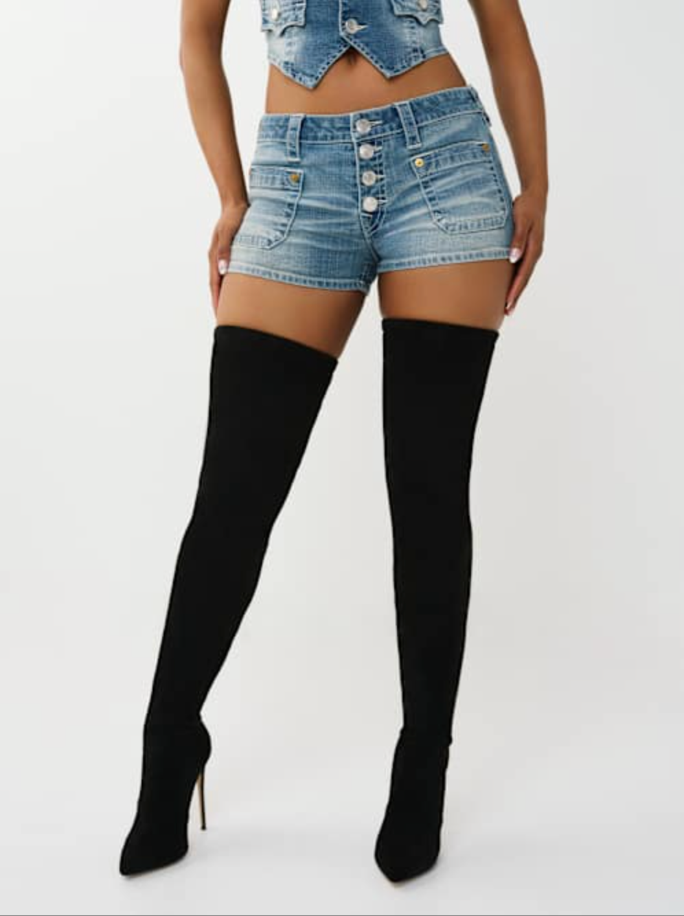 FRONT POCKET DENIM SHORTS FLAP
