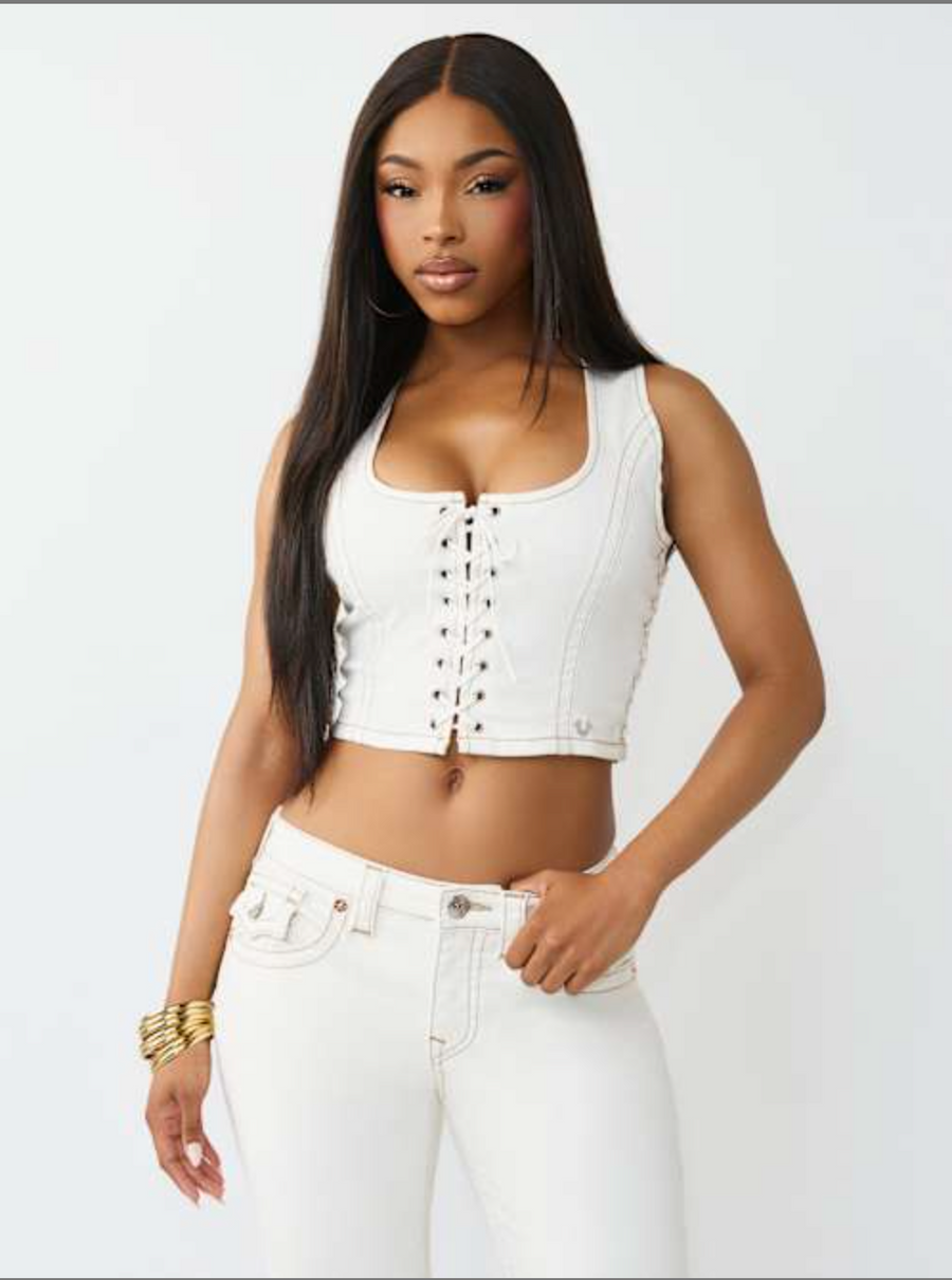 Lace up Denim Top