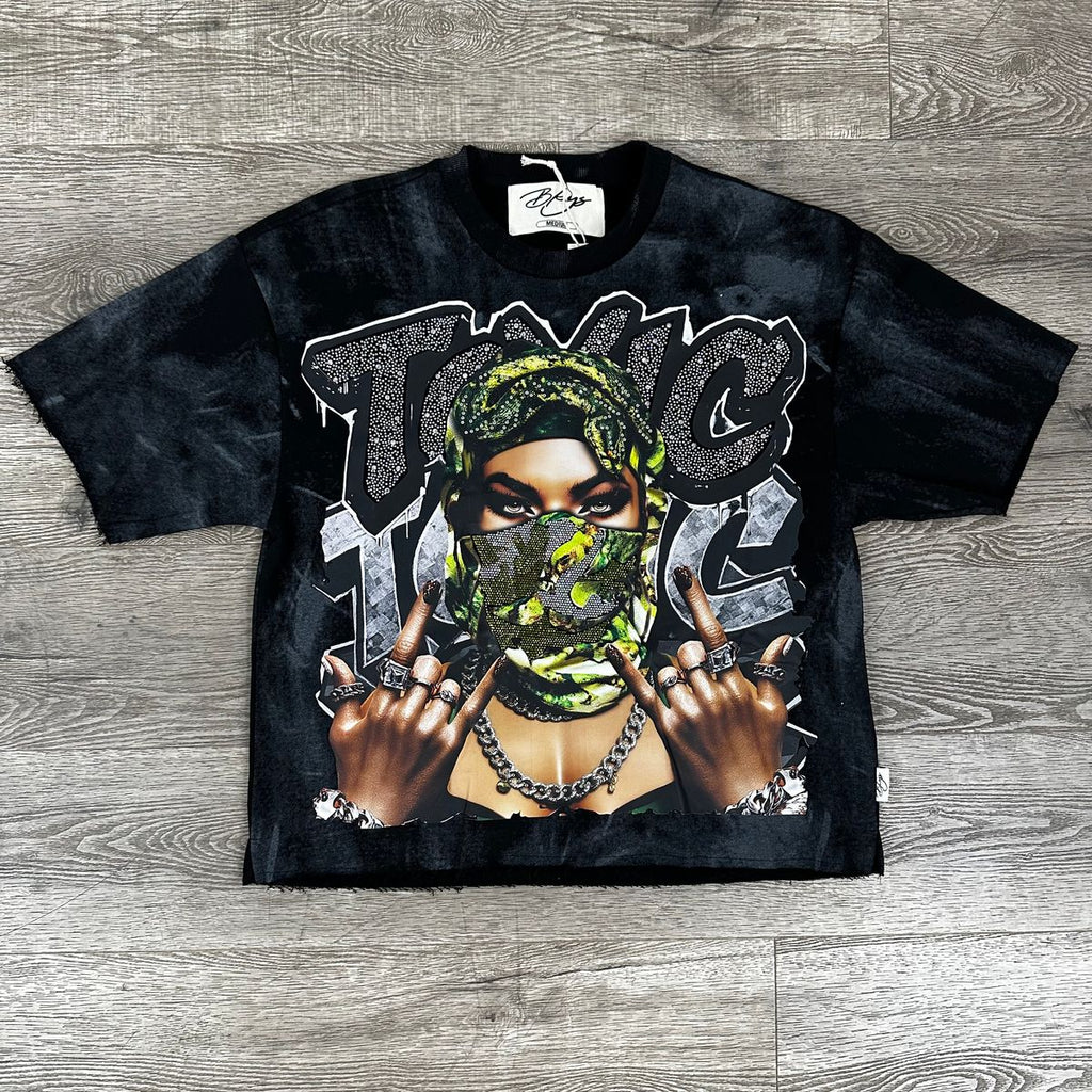 "TOXIC" F-TERRY CROPPED T-SHIRT