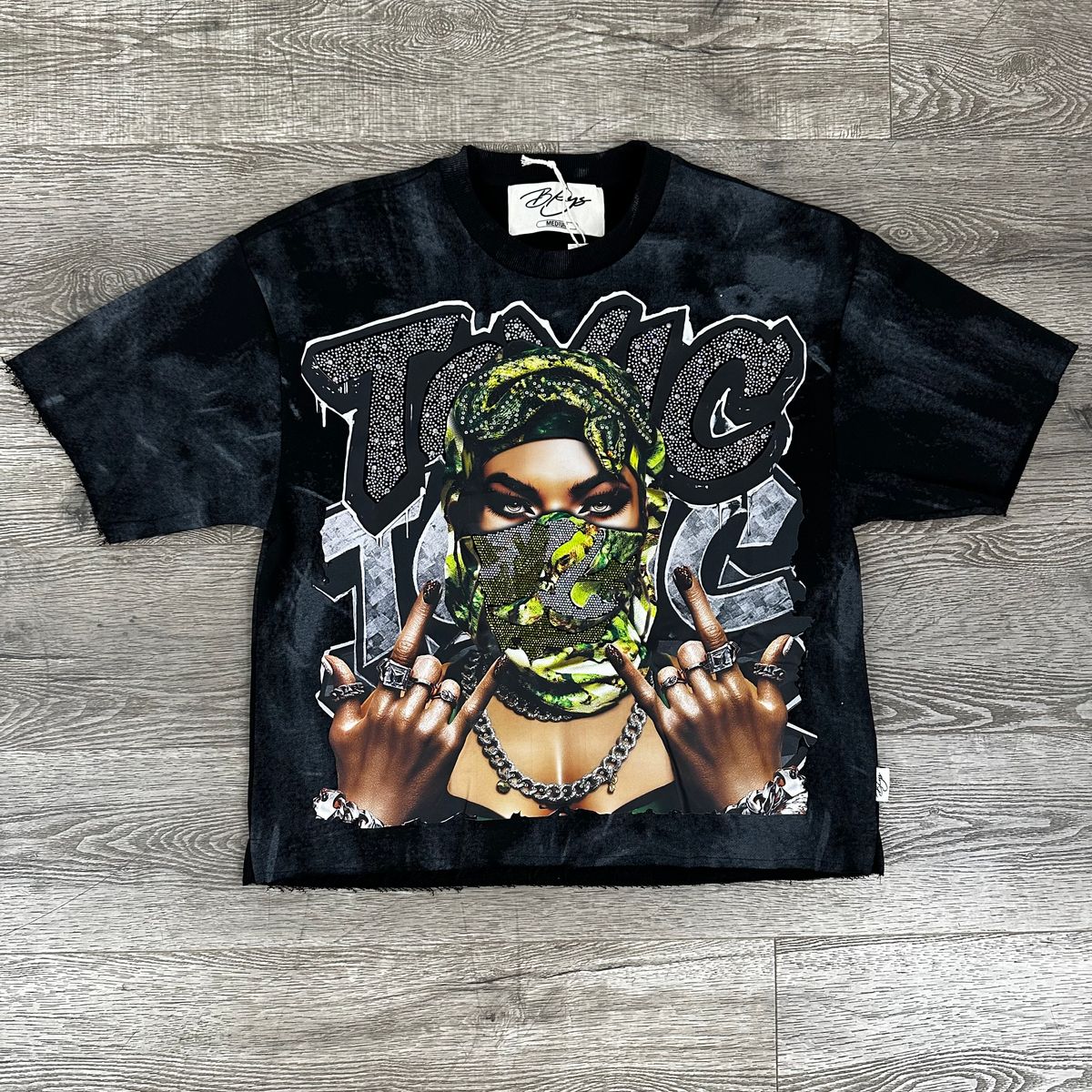 "TOXIC" F-TERRY CROPPED T-SHIRT