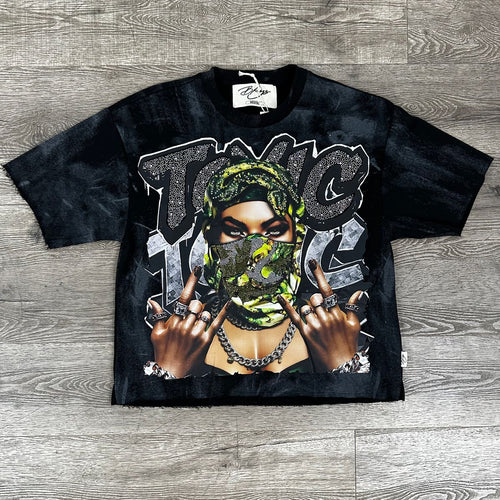 "TOXIC" F-TERRY CROPPED T-SHIRT