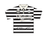 CUT & SEW STRIPE POLO SHIRT W/LOGO PATCHES AND STUDS