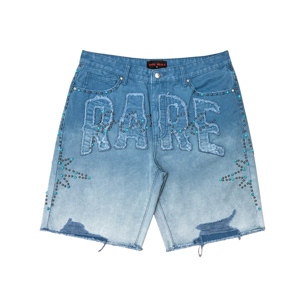 WASHED TWILL SHORTS W/ RHINESTONE DETAIL